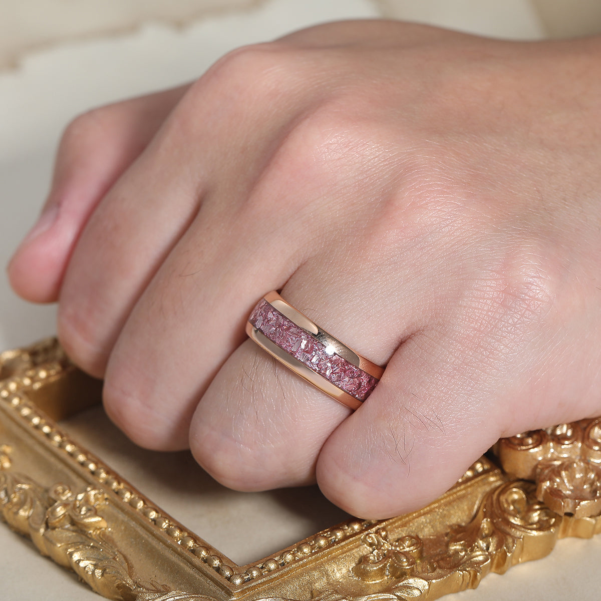 Pink Morganite Pink Sapphire Tungsten Ring For Unisex Birthday Anniversary Ring