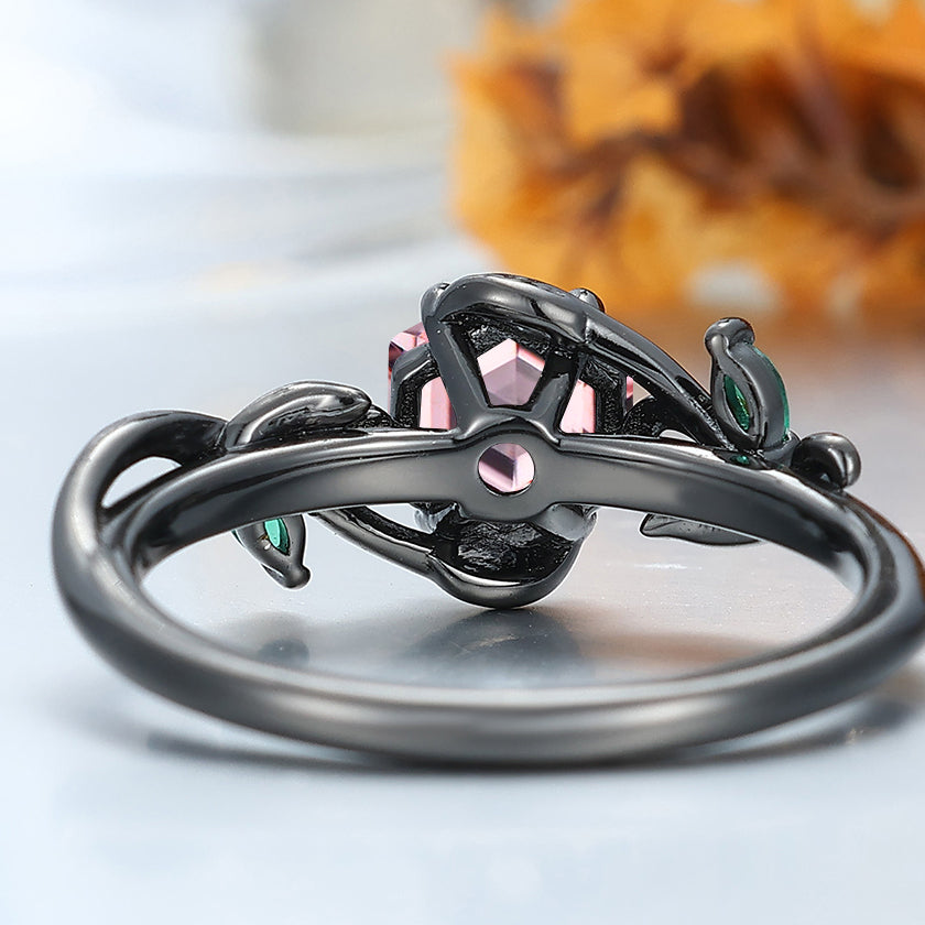 Dreamy Pink Morganite Leaf Engagement Ring Nature Inspired Anniversary Bridal Ring