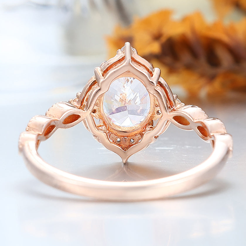 Vintag Oval Cut Moissanite Milgrained Wedding Ring Promise Bridal Ring