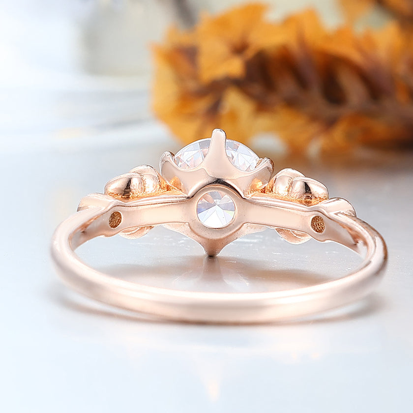 Noble 1 CT Round Cut Moissanite Rose Shaped Wedding Ring Women Fine Ring