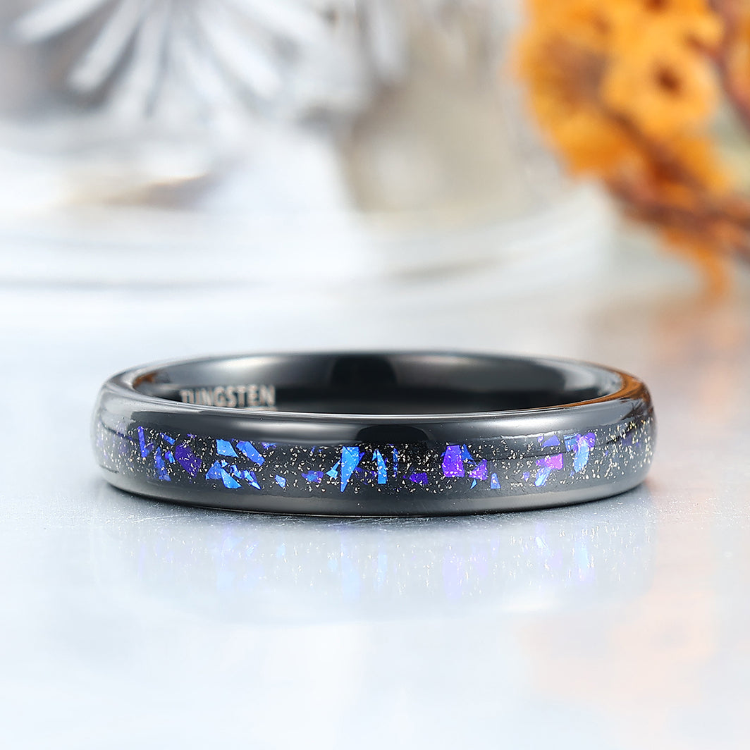 4mm Orion Nebula Black Plated Tungsten Ring Anniversary Ring For Men and Women