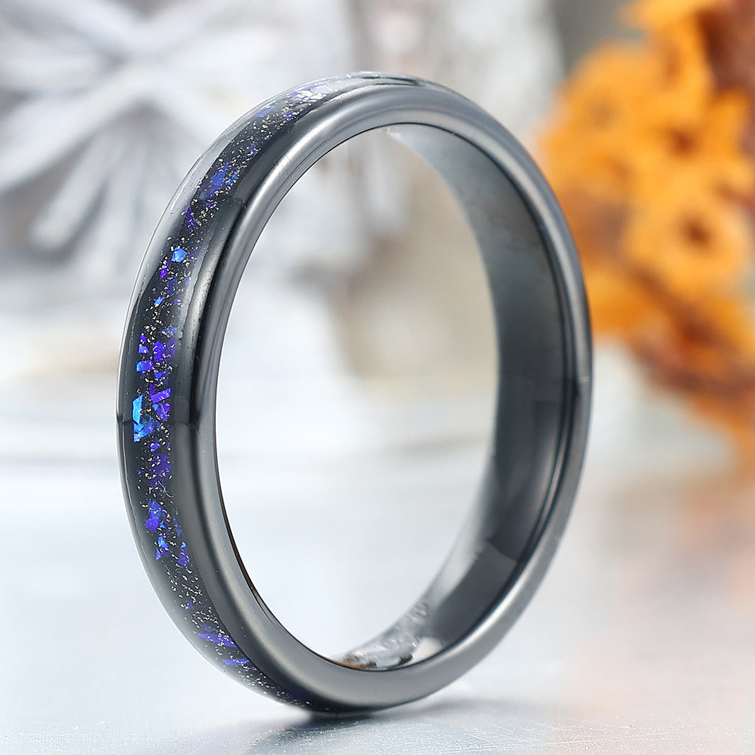 4mm Orion Nebula Black Plated Tungsten Ring Anniversary Ring For Men and Women