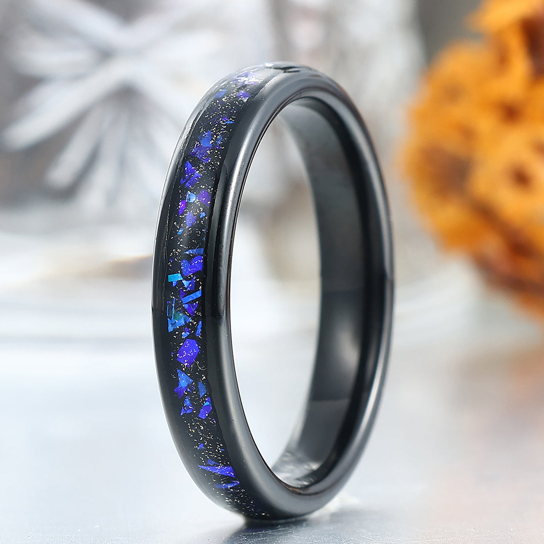 4mm Orion Nebula Black Plated Tungsten Ring Anniversary Ring For Men and Women