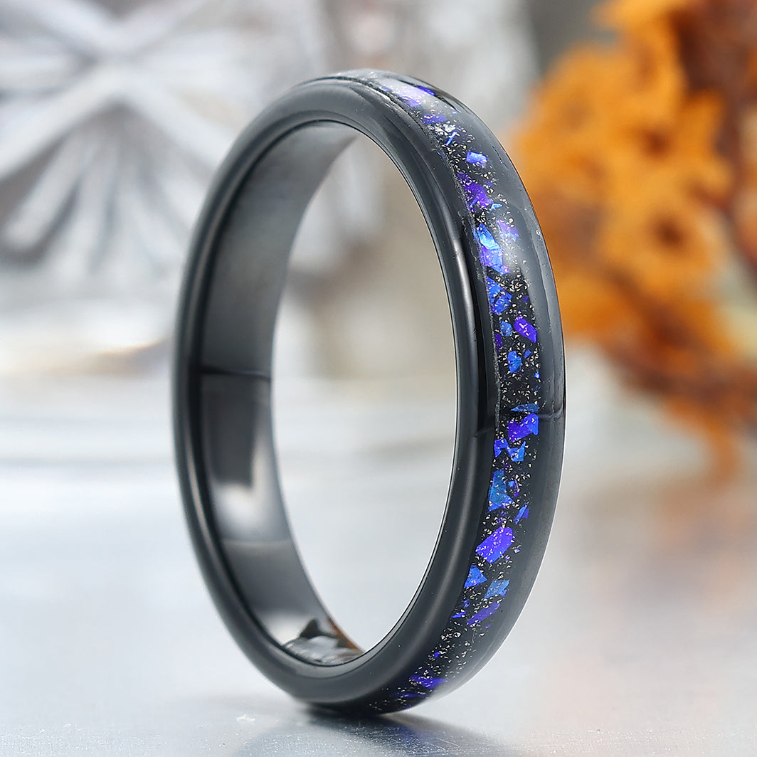4mm Orion Nebula Black Plated Tungsten Ring Anniversary Ring For Men and Women