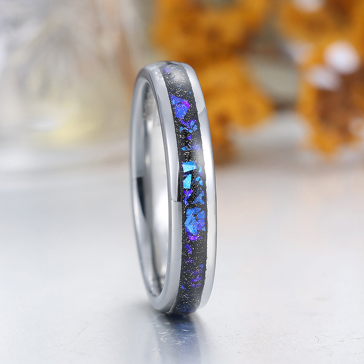 4mm Thin Orion Nebula Sapphire Tungsten Carbide Ring Men's Tungsten Ring Women's Tungsten Ring