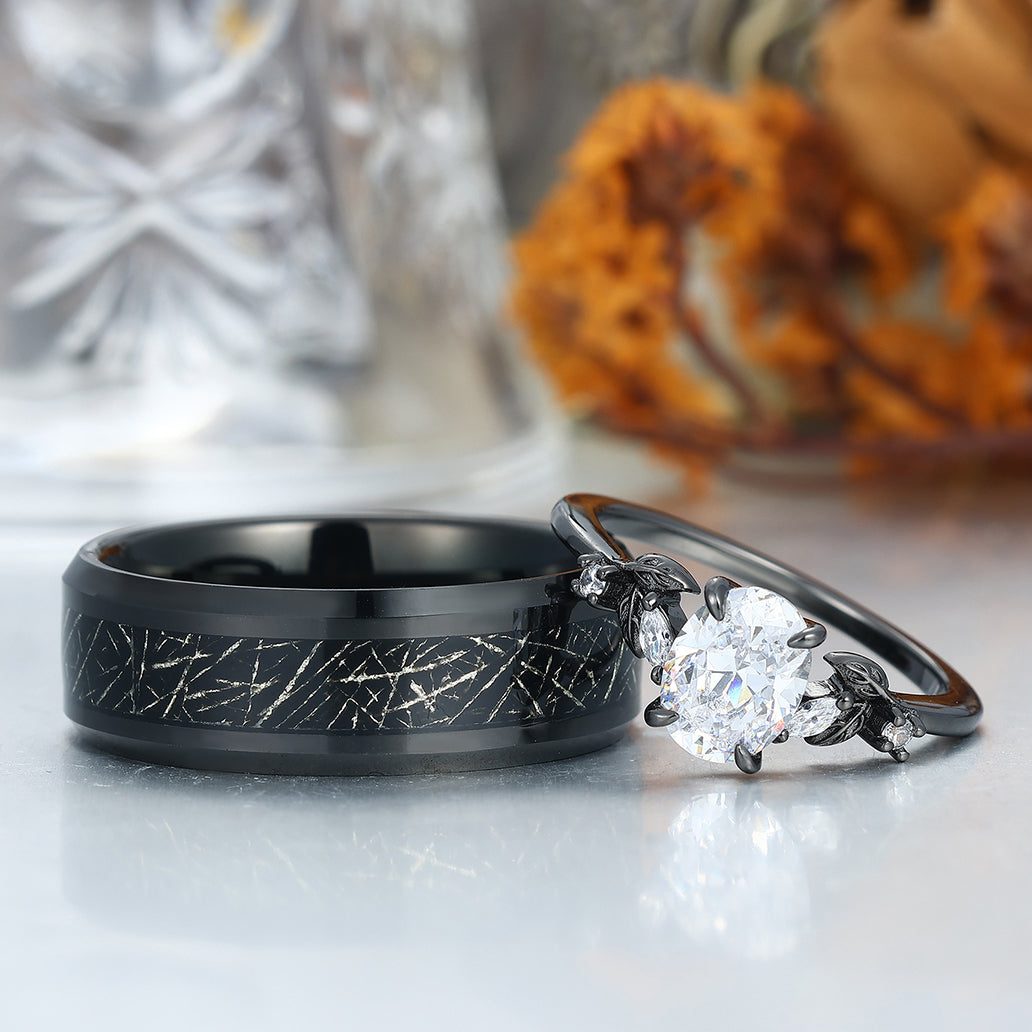 Unique Oval Cut Moissanites Engagement Couple Rings Tungsten Matching Promise His And Hers Wedding Band