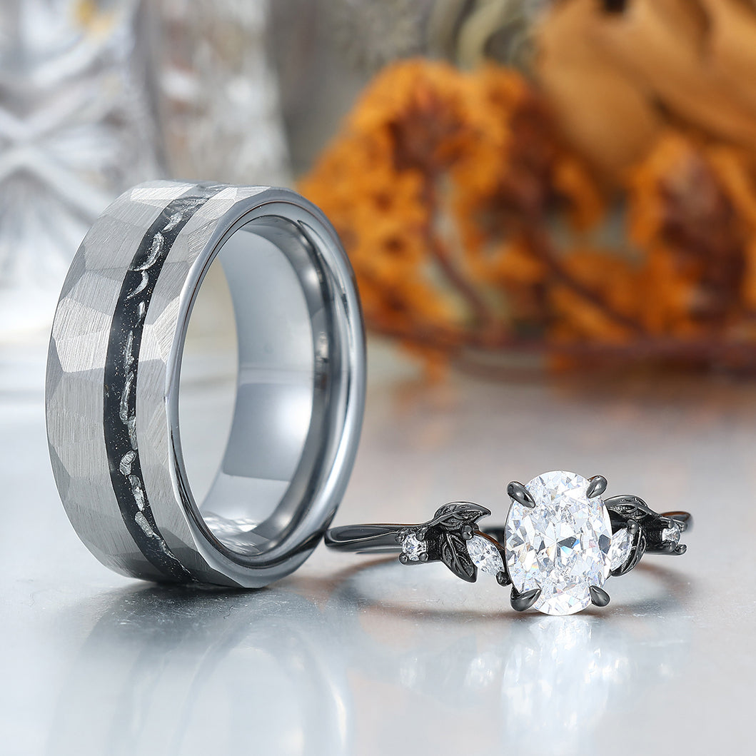 Unique Moissanites Engagement Couple Rings Tungsten Matching Promise His And Hers Wedding Band