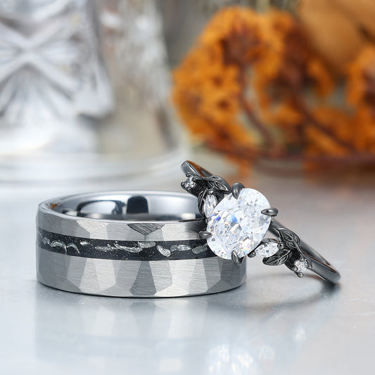 Unique Moissanites Engagement Couple Rings Tungsten Matching Promise His And Hers Wedding Band