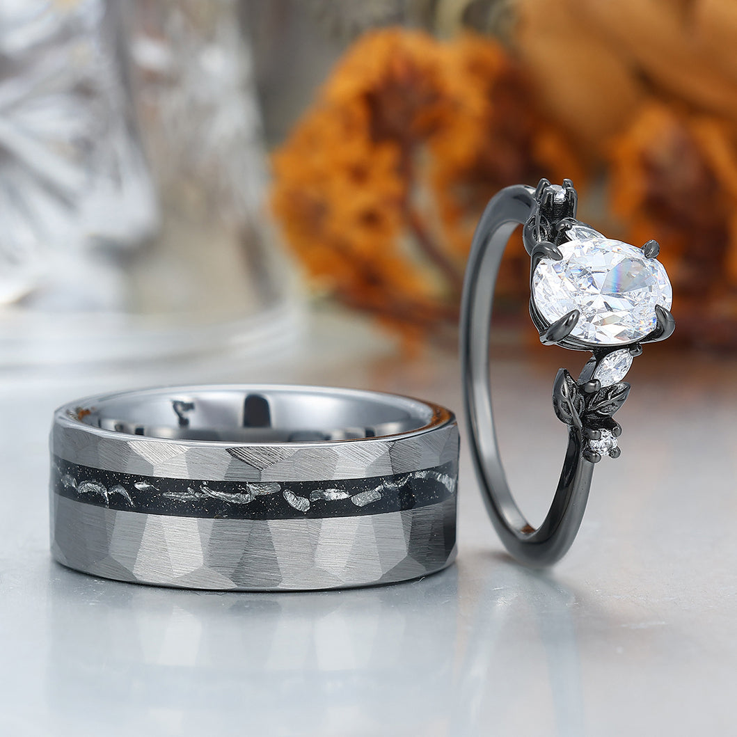 Unique Moissanites Engagement Couple Rings Tungsten Matching Promise His And Hers Wedding Band