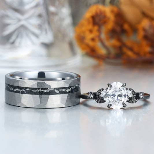 Unique Moissanites Engagement Couple Rings Tungsten Matching Promise His And Hers Wedding Band