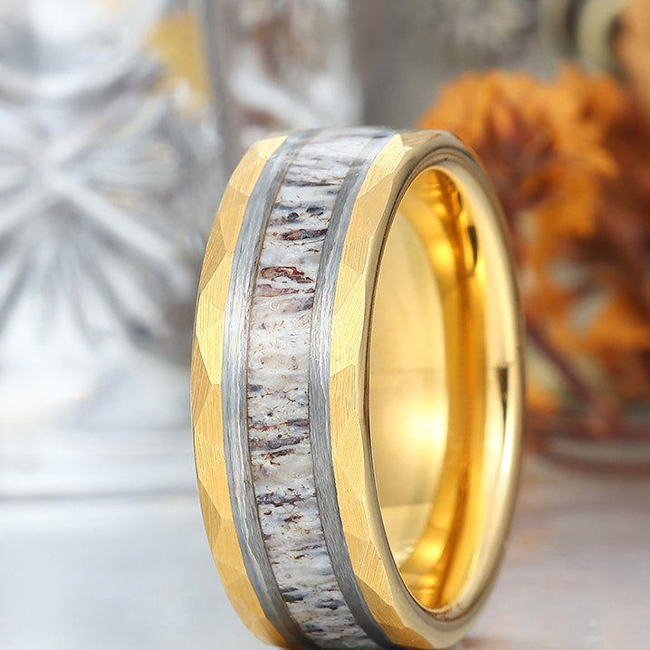 Fashion Men's 8mm Tungsten Wedding Band Birch - Black, Rose Gold, Yellow Gold Anniversary &Promise Ring