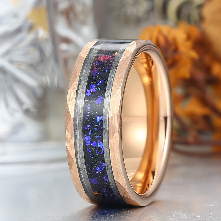 Men's 8mm Tungsten Ring Sapphire Inset Wedding Ring - Black, Silver, Yellow Gold Anniversary & Promise Ring