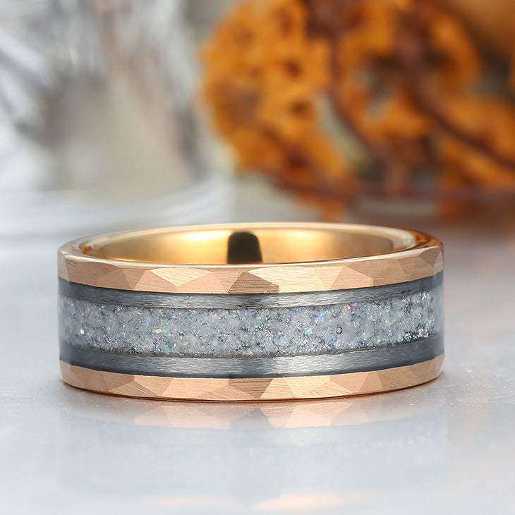 Durable Men's 8mm Tungsten Ring Set With Labradorite Moonstone Wedding Ring Promise Band