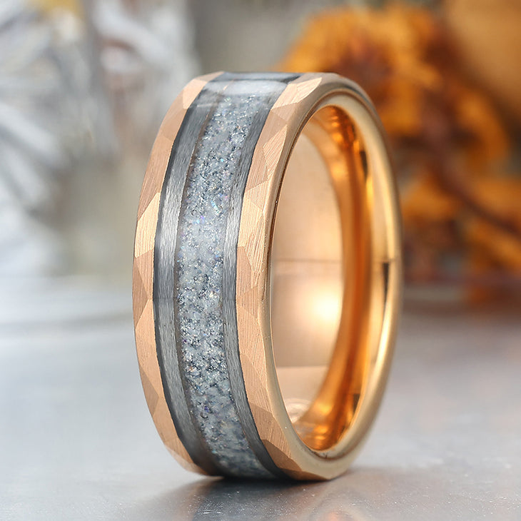 Durable Men's 8mm Tungsten Ring Set With Labradorite Moonstone Wedding Ring Promise Band
