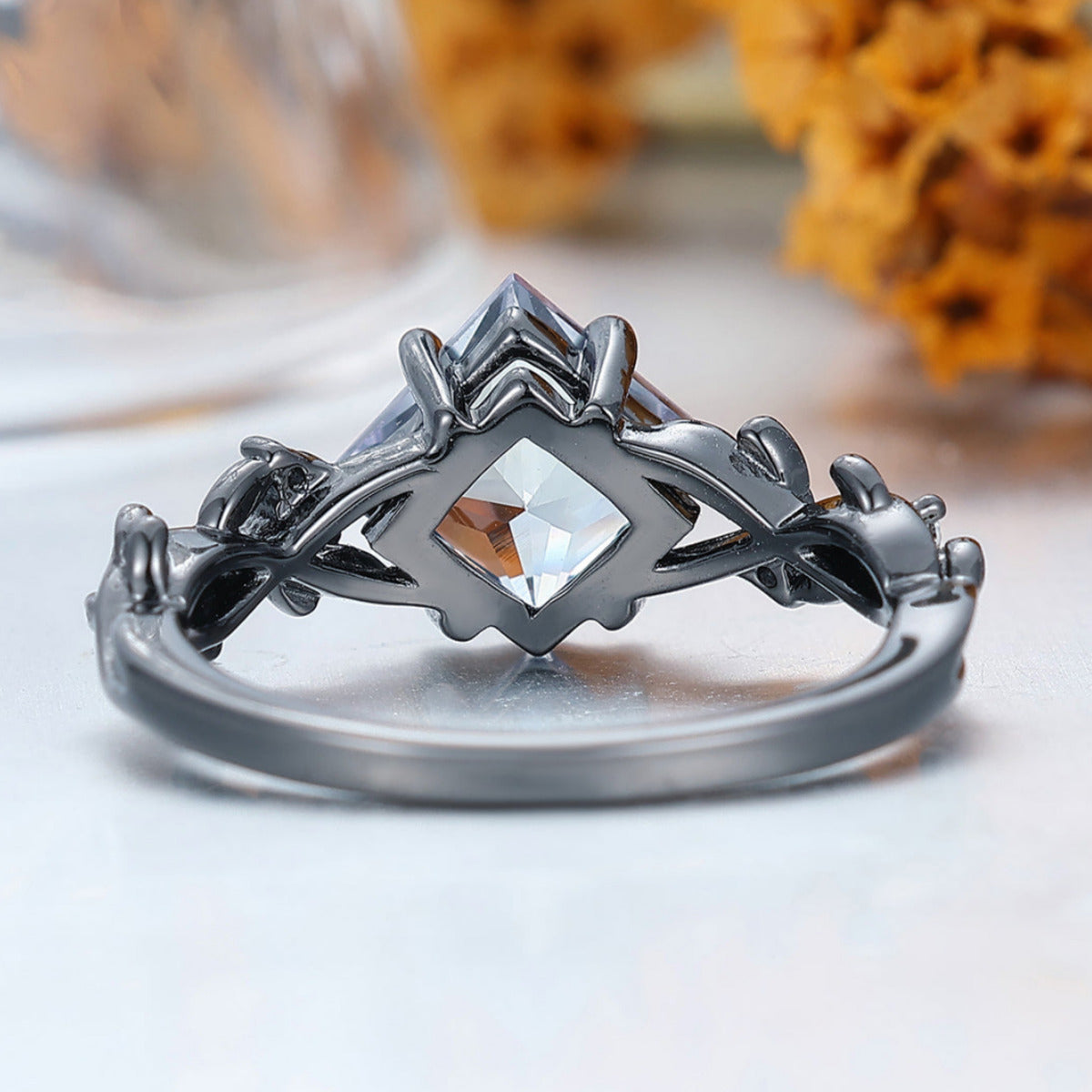 2CT Princess Cut Moissanite Engagement Leaf Ring Anniversary Bridal Ring Gift