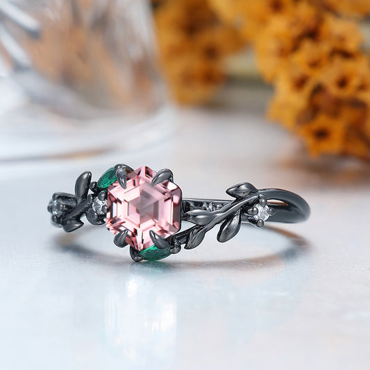 Romantic Pink Morganite Engagement Ring Timeless Nature Inspired Bridal Ring For Women