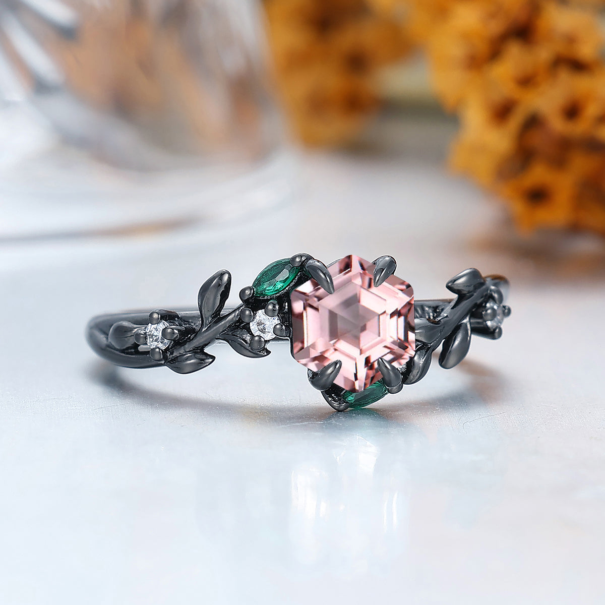 Romantic Pink Morganite Engagement Ring Timeless Nature Inspired Bridal Ring For Women