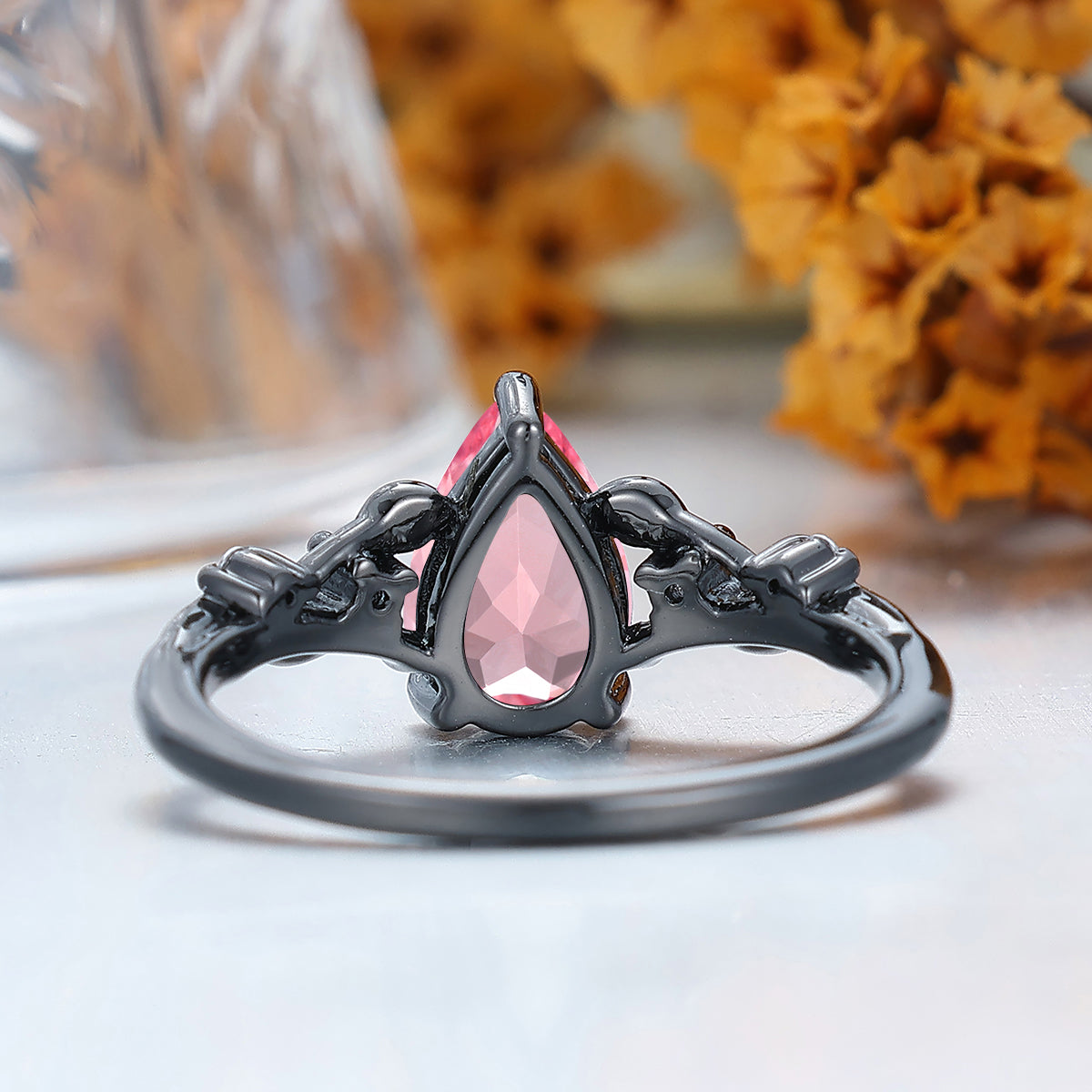 Nature Inspired 1.50CT Pear Cut Pink Morganite Engagement Ring Women Fine Ring