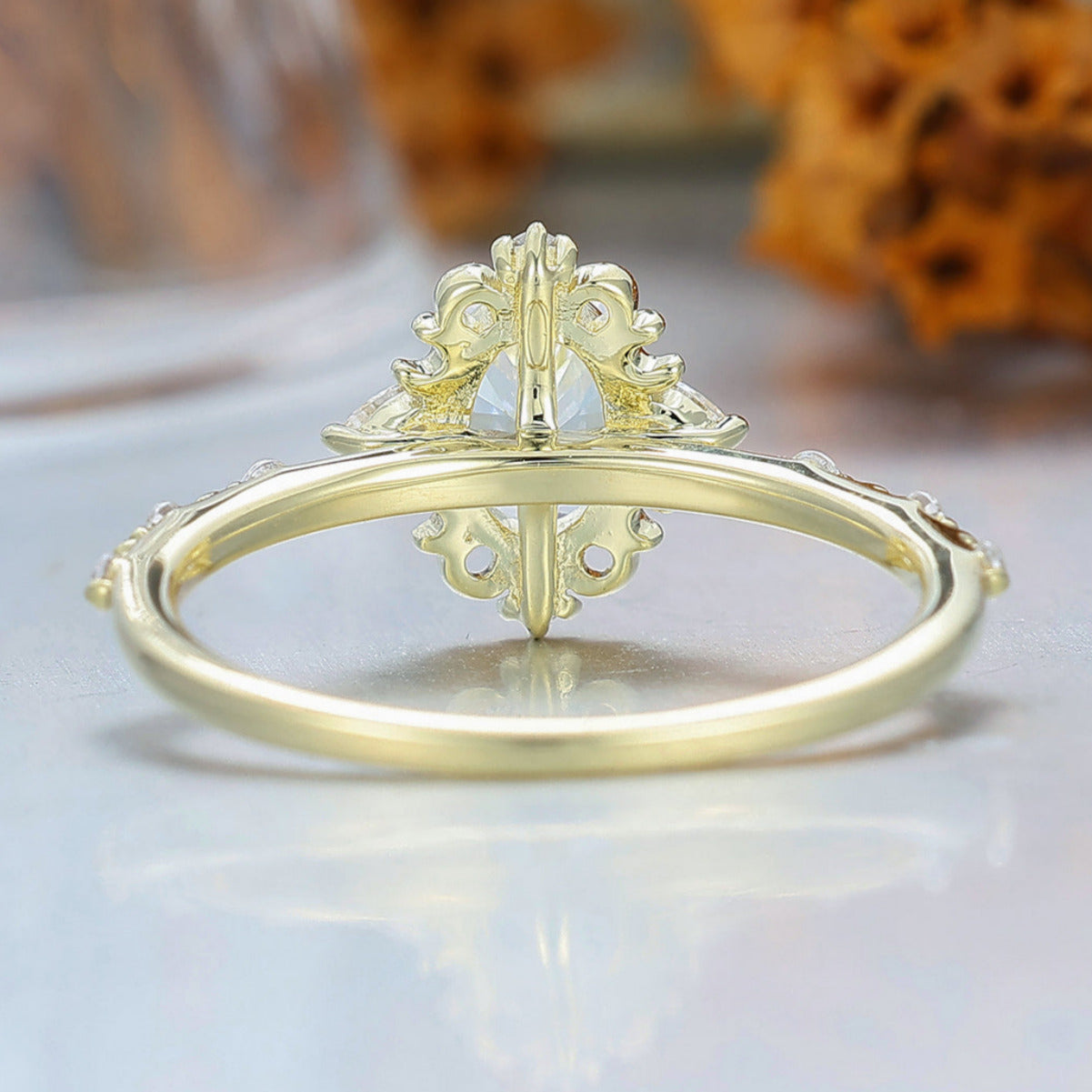 Vintage Filigreed Oval Cut Moissanite Engagement Ring Unique Milgrained Handmade Bridal Ring