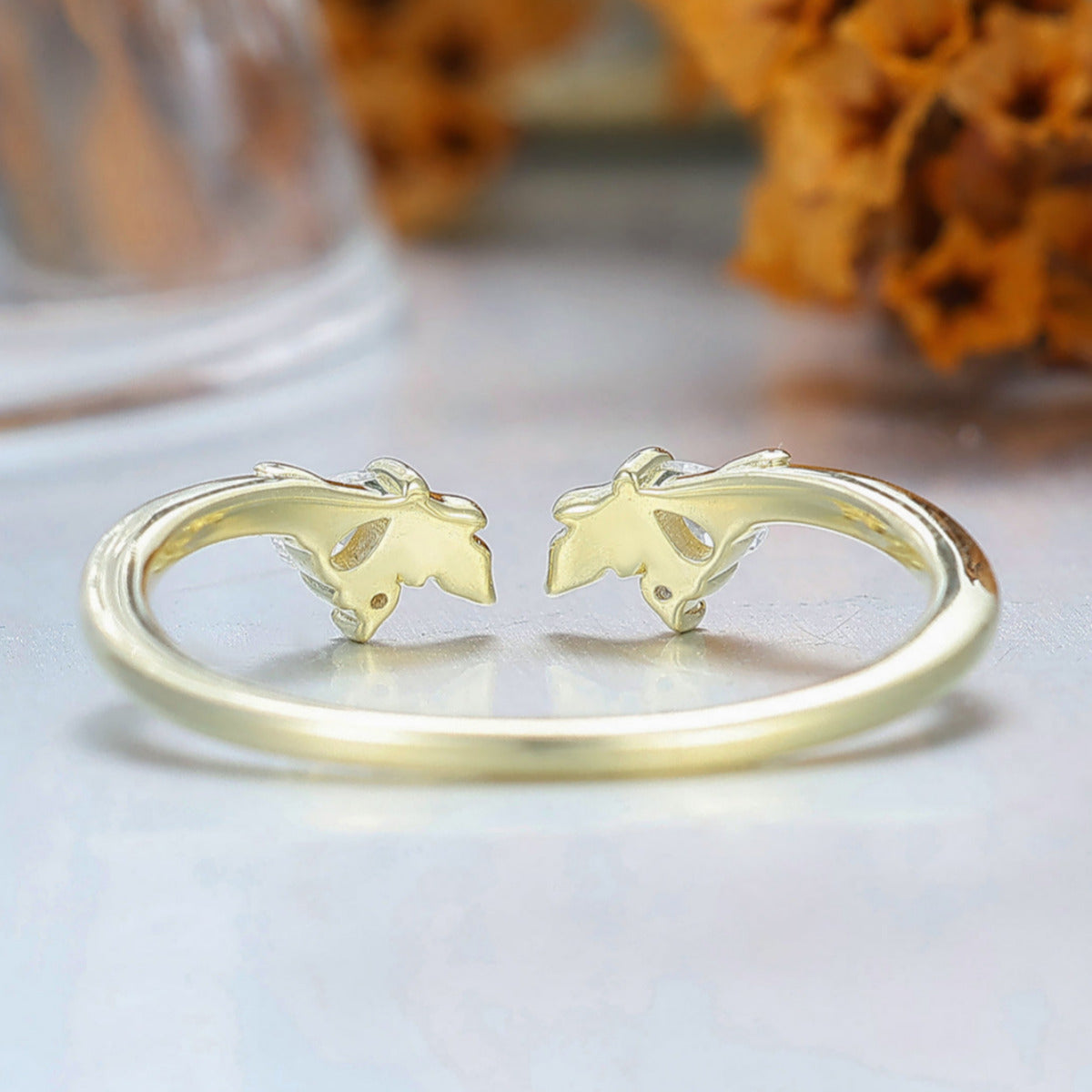 Leaf Inspired Moissanite Wedding Band For Women Handmade Prong Setting Bridal Band