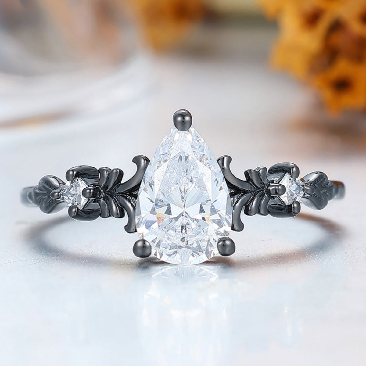 Dainty Pear Cut Moissanite Vines Engagement Ring Prongs Setting Promise Anniversary Bridal Ring