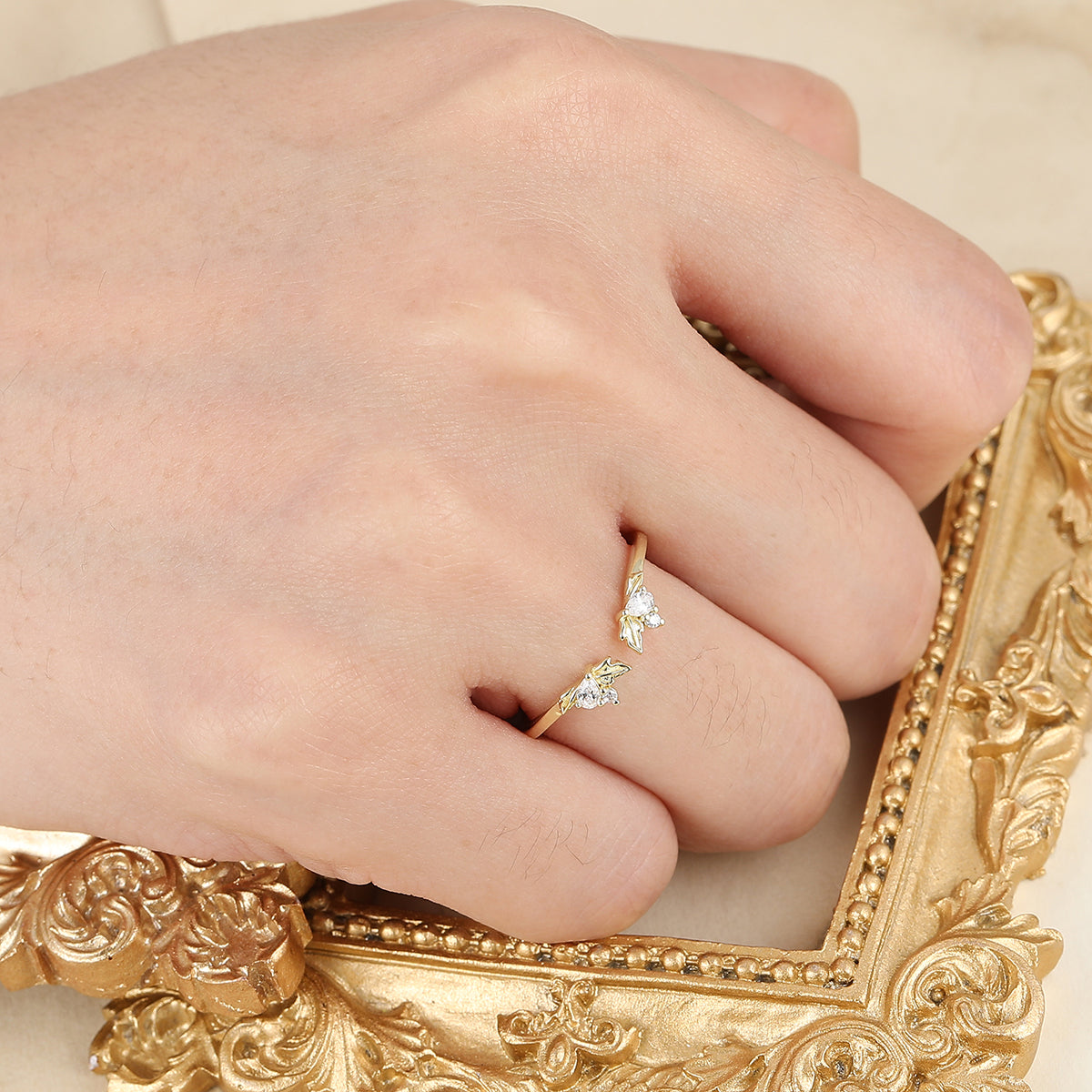 Leaf Inspired Moissanite Wedding Band For Women Handmade Prong Setting Bridal Band
