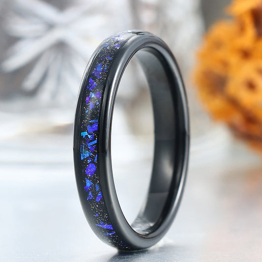4mm Orion Nebula Black Plated Tungsten Ring Anniversary Ring For Men and Women