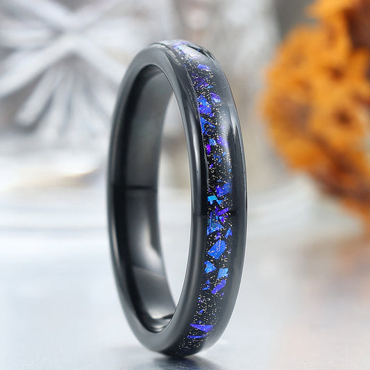 4mm Orion Nebula Black Plated Tungsten Ring Anniversary Ring For Men and Women