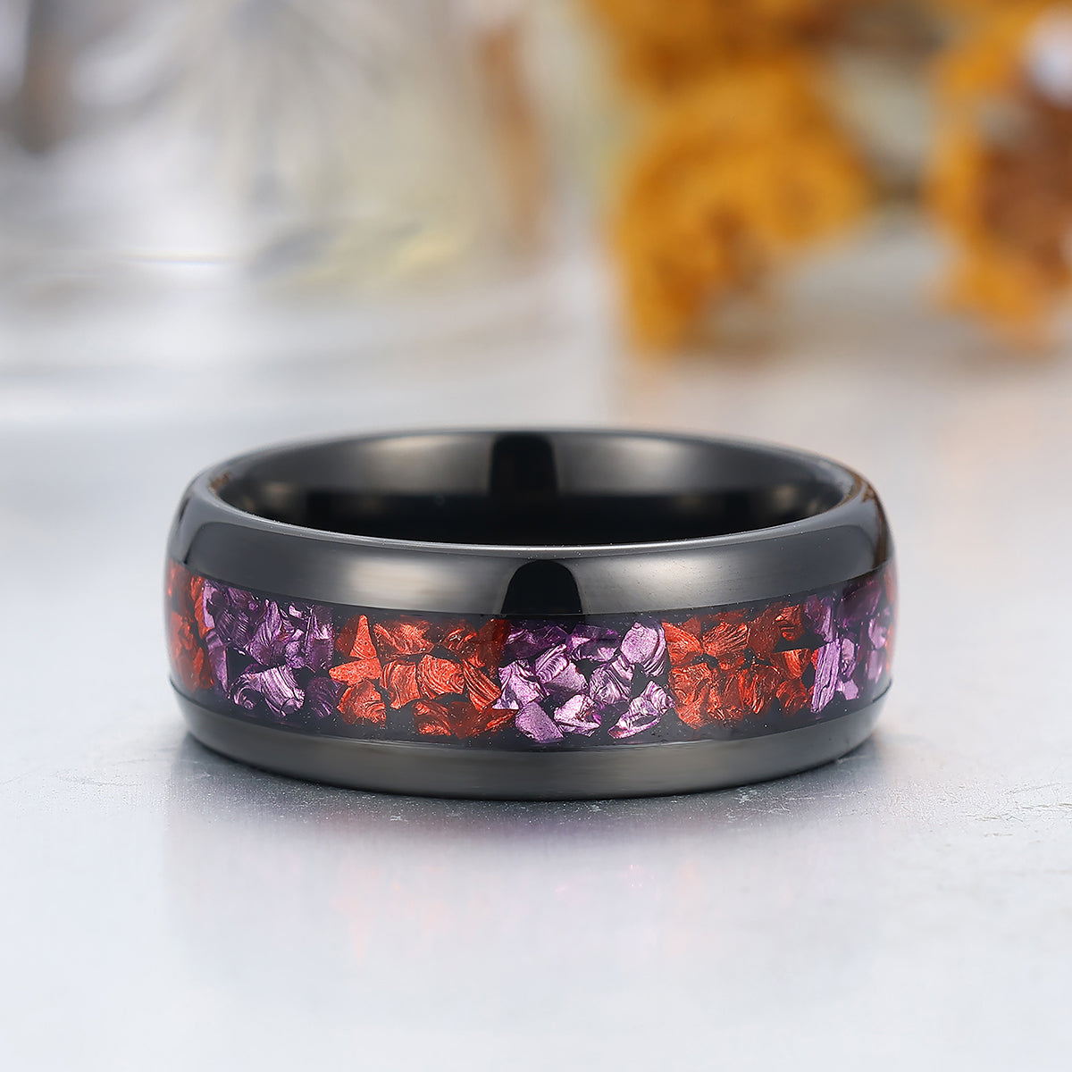 Ruby Amethyst Tungsten Ring 8mm Two-tone Gemstone Wedding Band For Men Red And Purple Gemstone Ring