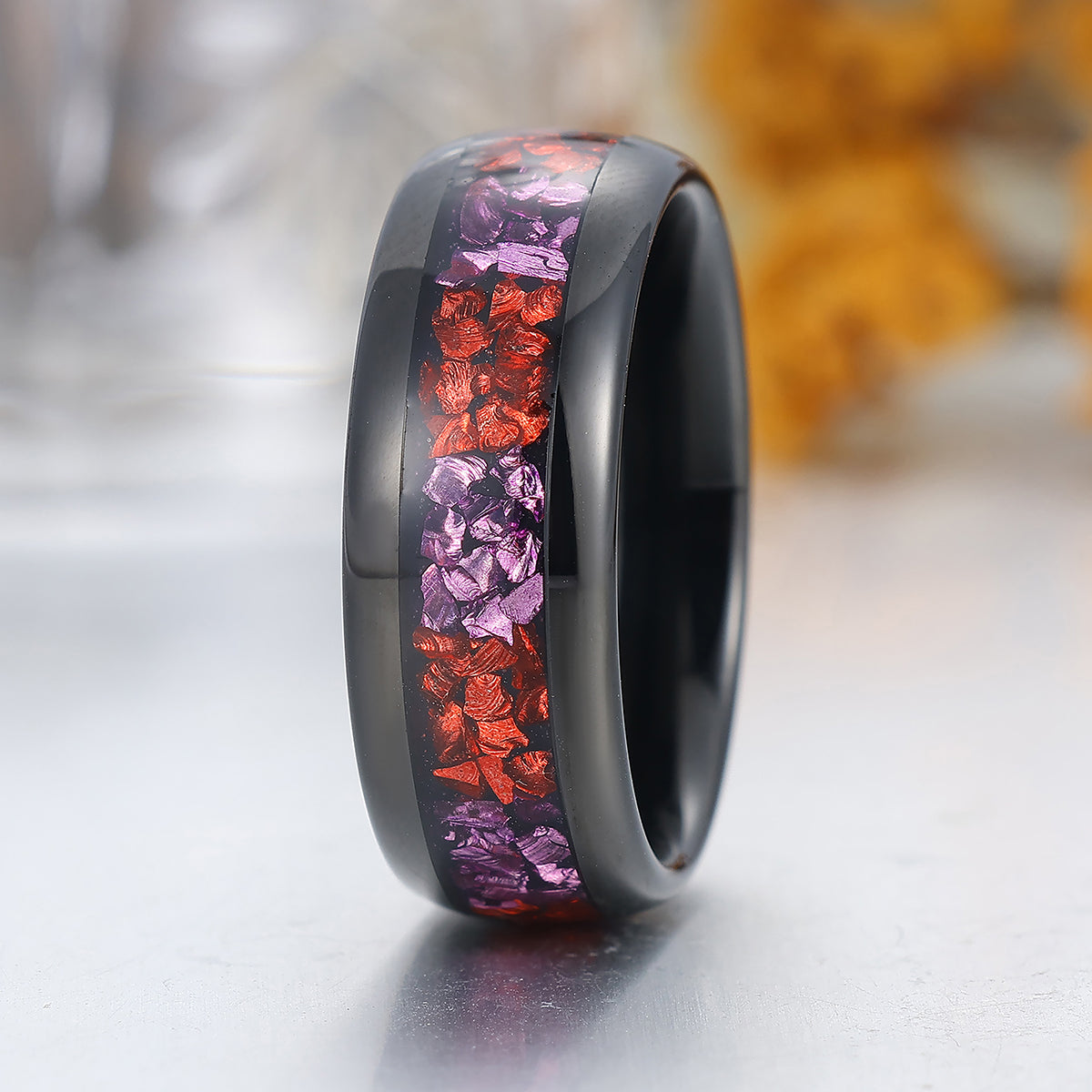 Ruby Amethyst Tungsten Ring 8mm Two-tone Gemstone Wedding Band For Men Red And Purple Gemstone Ring