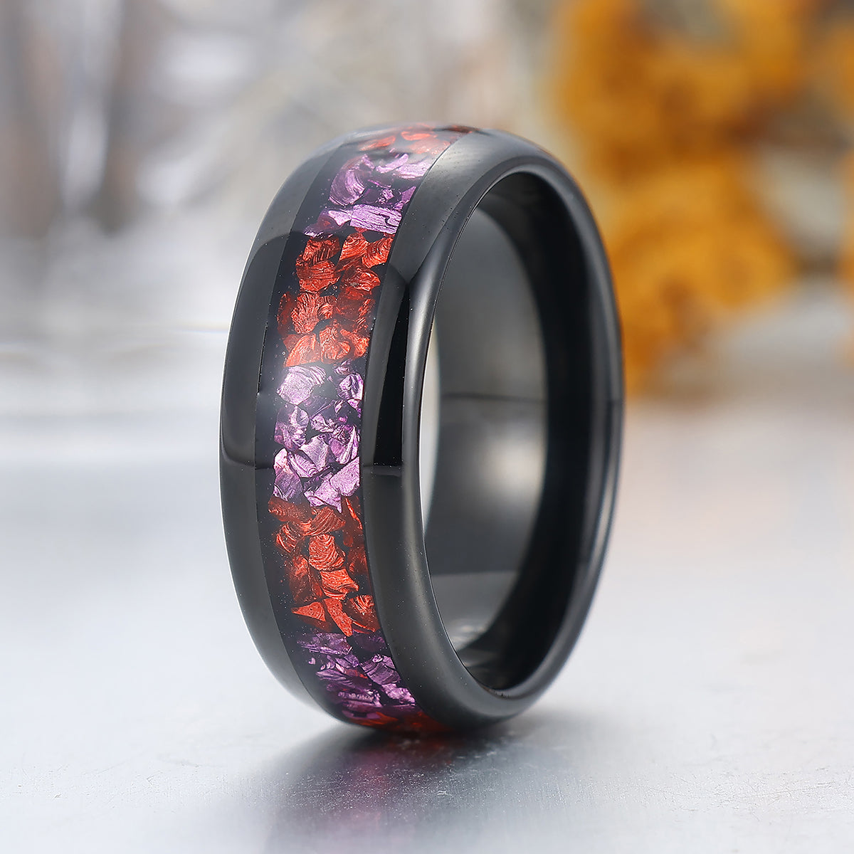 Ruby Amethyst Tungsten Ring 8mm Two-tone Gemstone Wedding Band For Men Red And Purple Gemstone Ring