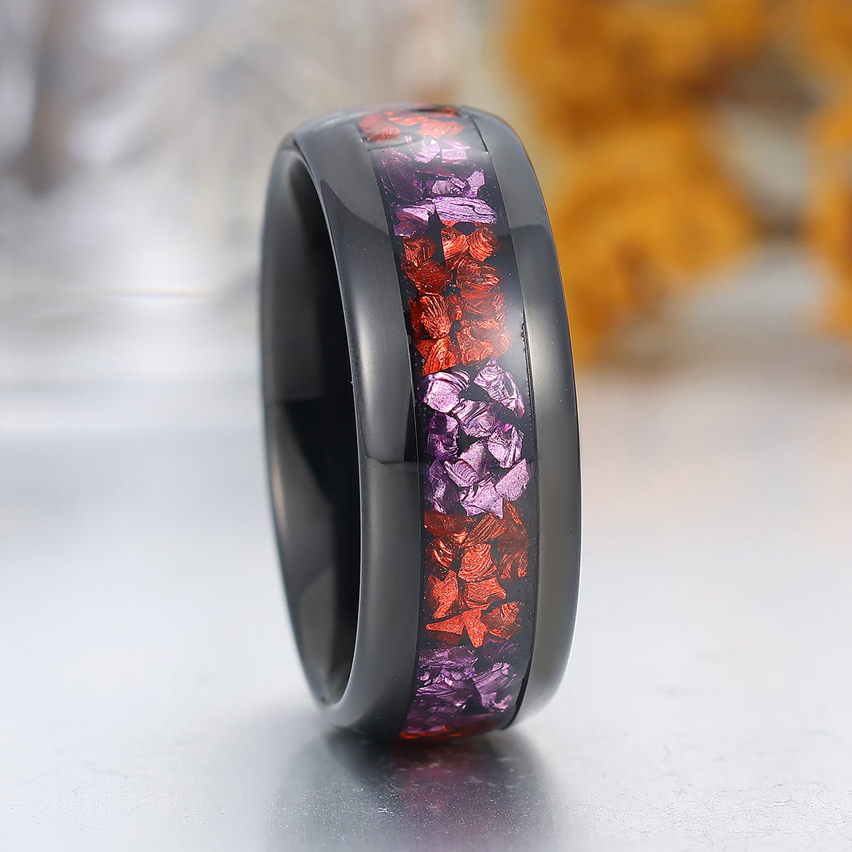 Ruby Amethyst Tungsten Ring 8mm Two-tone Gemstone Wedding Band For Men Red And Purple Gemstone Ring