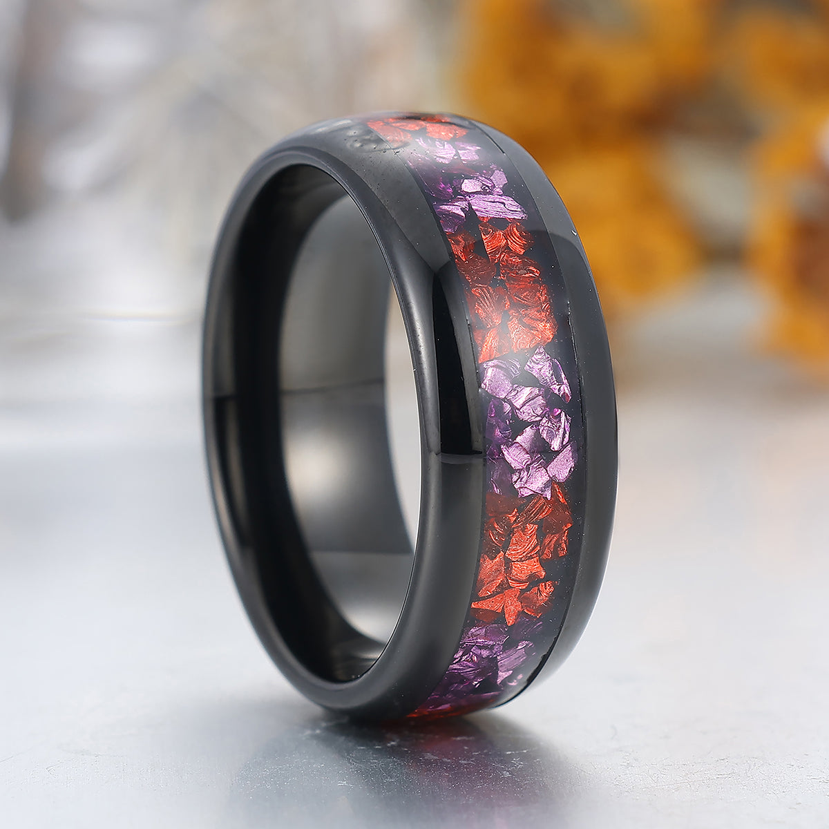 Ruby Amethyst Tungsten Ring 8mm Two-tone Gemstone Wedding Band For Men Red And Purple Gemstone Ring