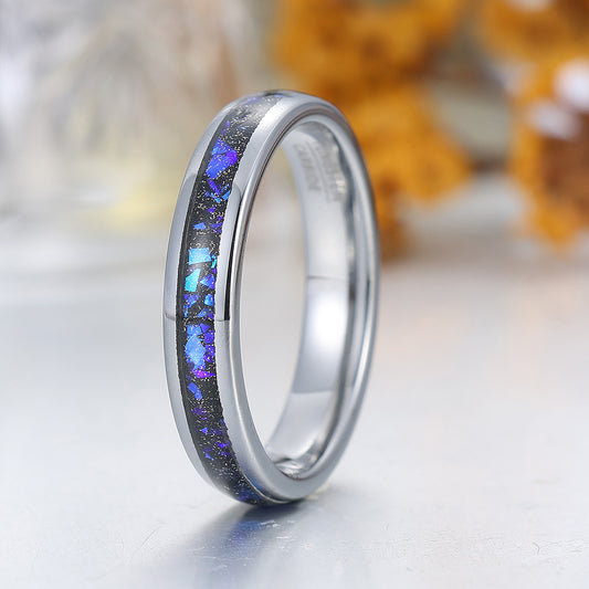 4mm Thin Orion Nebula Sapphire Tungsten Carbide Ring Men's Tungsten Ring Women's Tungsten Ring
