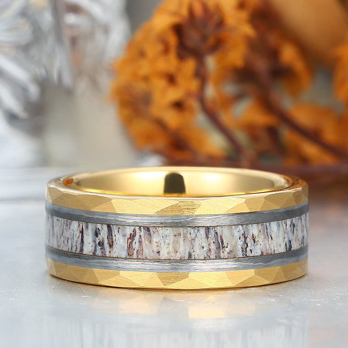 Fashion Men's 8mm Tungsten Wedding Band Birch - Black, Rose Gold, Yellow Gold Anniversary &Promise Ring