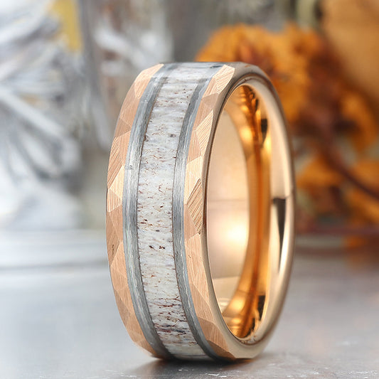 Fashion Men's 8mm Tungsten Wedding Band Birch - Black, Rose Gold, Yellow Gold Anniversary &Promise Ring