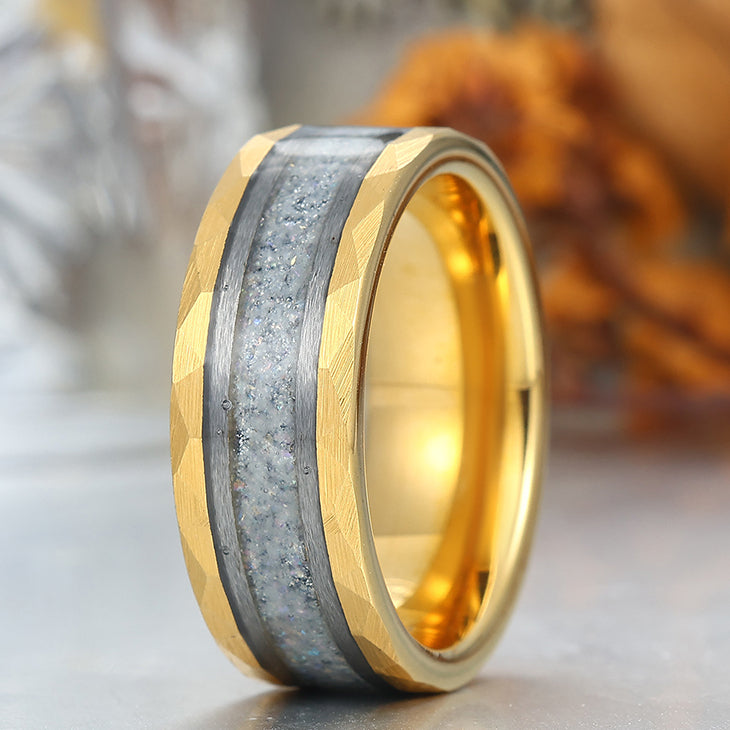 Durable Men's 8mm Tungsten Ring Set With Labradorite Moonstone Wedding Ring Promise Band