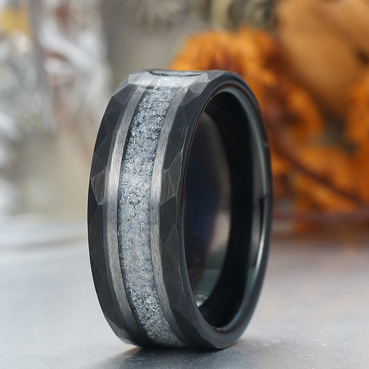 Durable Men's 8mm Tungsten Ring Set With Labradorite Moonstone Wedding Ring Promise Band