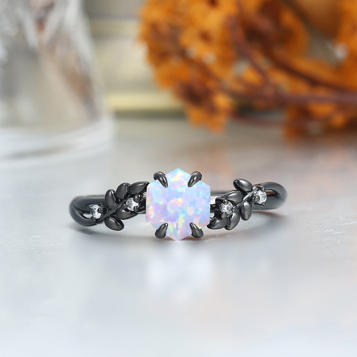 Unique Pink White Opal Wheat Design Couple Rings Anniversary His And Hers Wedding Bands