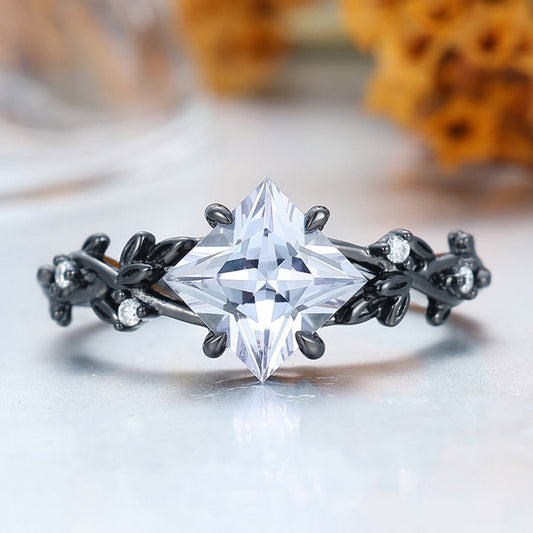 2CT Princess Cut Moissanite Engagement Leaf Ring Anniversary Bridal Ring Gift