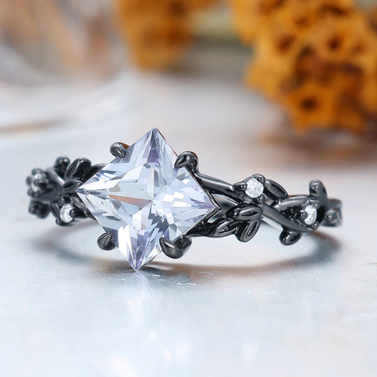 2CT Princess Cut Moissanite Engagement Leaf Ring Anniversary Bridal Ring Gift