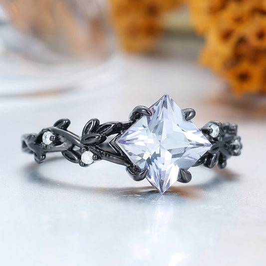 2CT Princess Cut Moissanite Engagement Leaf Ring Anniversary Bridal Ring Gift