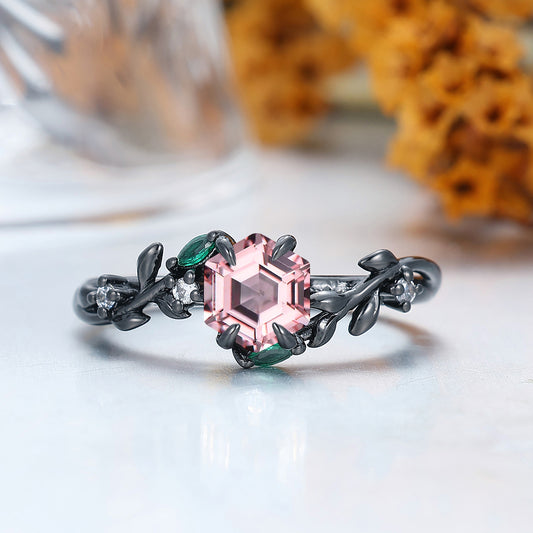 Romantic Pink Morganite Engagement Ring Timeless Nature Inspired Bridal Ring For Women