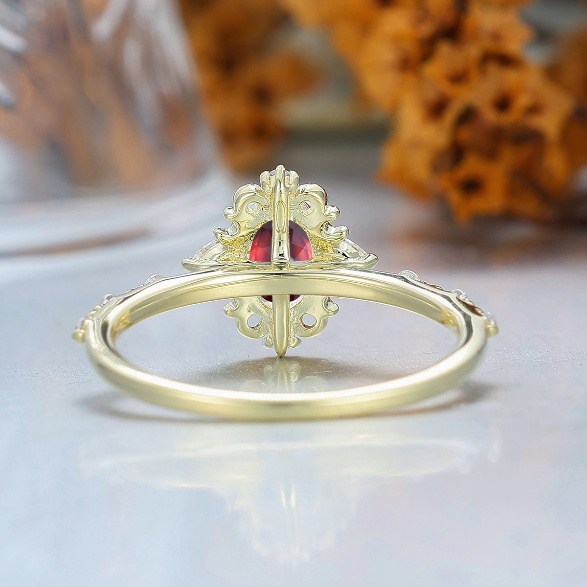 Vintage 925 Sterling Silver Filigreed Oval Cut Nature Red Garnet Engagement Ring Unique Milgrained Handmade Bridal Ring