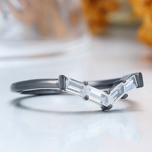 Baguette Cut Moissanite Stacking Matching Band CZ Wedding Ring