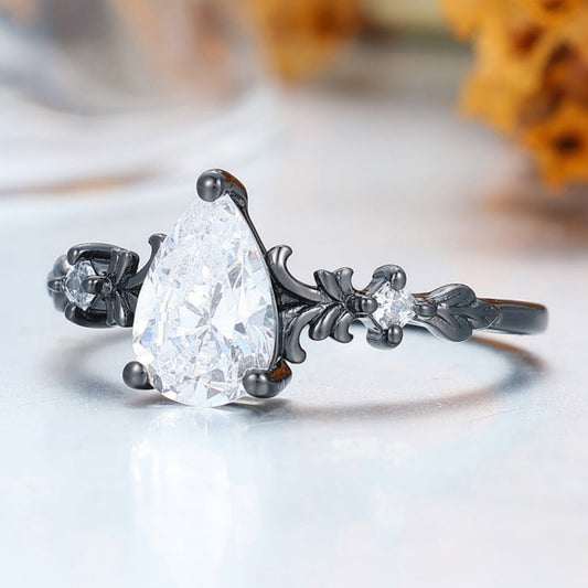 Dainty Pear Cut Moissanite Vines Engagement Ring Prongs Setting Promise Anniversary Bridal Ring