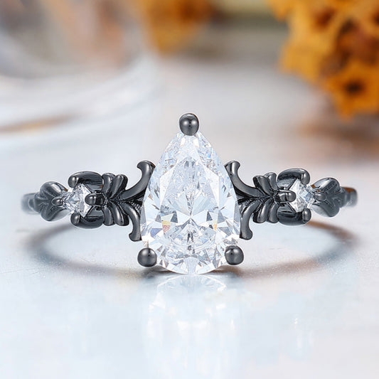Dainty Pear Cut Moissanite Vines Engagement Ring Prongs Setting Promise Anniversary Bridal Ring
